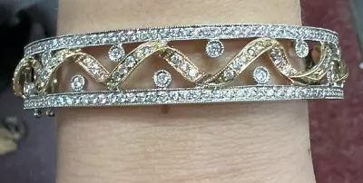 Vintage Style 14K White Gold 2.25ctw Natural Diamond Bracelet 36.1 Grams • $1999.99