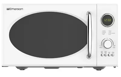 Emerson 0.9 Cu Ft 800W Retro White Microwave Oven With Grill 5 Power Levels • $92.14
