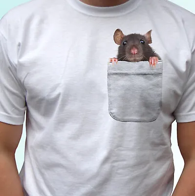 Rat Pocket No1 Print White T Shirt Animal Tee Top Design Gift All Sizes • $12.42