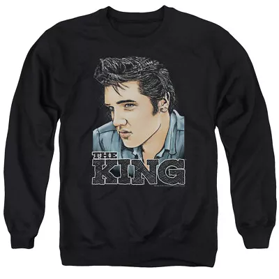 Elvis Presley Graphic King Crewneck Sweatshirt Licensed Music King Of Rock Black • $24.49