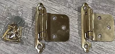 12 Antique Brass 3/8  Inset Cabinet Hinges Self-Closing Brainerd Lot Fast Ship • $12.95