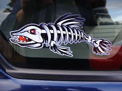 2 - 3  X 7  Fish Skeleton Decals Sticker Boat Musky Pike Ice Fishing Kayak 1500 • $12.95