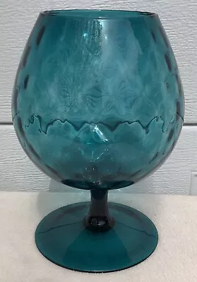 Oversized Italian Art Glass Snifter Goblet Vase Teal Blue Aqua 8” FANTASTIC • $35