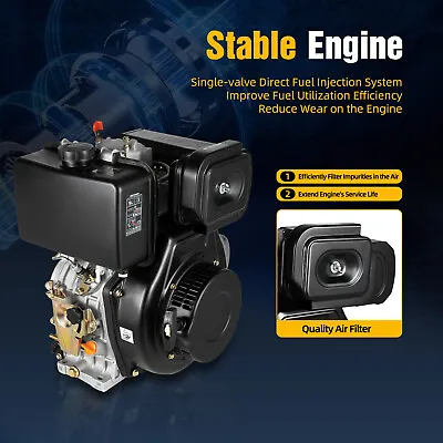 10HP 4 Stroke Diesel Engine Motor Single Cylinder  Shaft Machinery 418cc 186F • $449.10