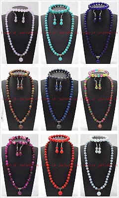 Beautiful 8mm Multicolor Gemstone Round Beads Pendant Necklace Bracelet Earrings • $6.07