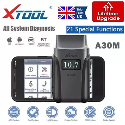 XTOOL Anyscan A30M Wireless BT OBD2 Scanner All System Diagnostics 21 Resets • £159