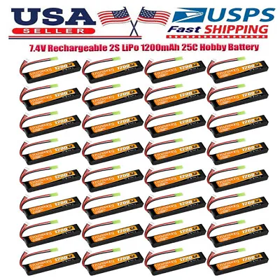 7.4V 1200mAh 25C Airsoft LiPo Battery With Mini Tamiya Connector For Guns Rifle • $294.49