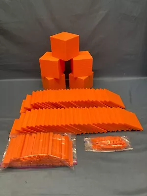 Base Ten Block Math Manipulative Kit Orange Plastic -Cubes Flats Rods Singles • $23.99
