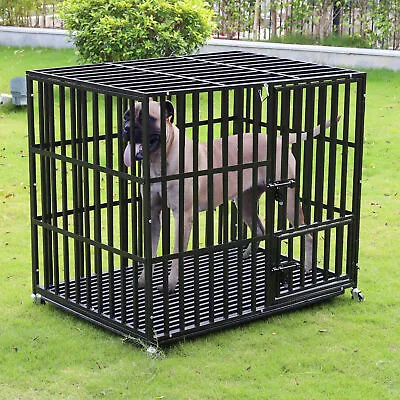 Large Dog Crate Indestructible Metal Dog Kennel Dog Playpen Military Pet Cage XL • £135.91