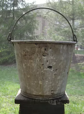 Vintage Heavy Duty Galvanized Metal Bucket Pail Farmhouse Rustic Farm Primitive • $24.99