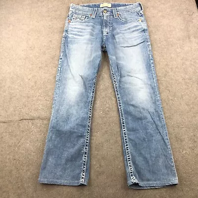 BIG STAR Jeans Mens 32s Pioneer Boot Cut Blue Stitched Western Denim 32x30 • $38.98