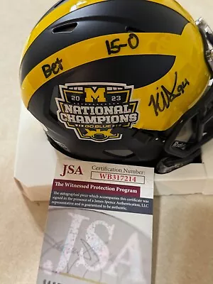 Michigan Wolverines KRIS JENKINS  Signed Riddell Replica Mini Helmet  JSA • $139.99