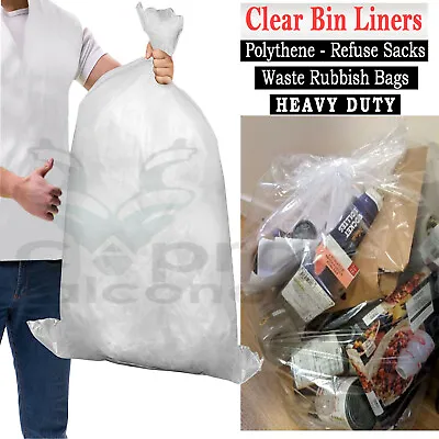 £119.99 • Buy CLEAR Strong Large Plastic Polythene Bin Liners Waste Bags Sacks18 X29 X39 140G