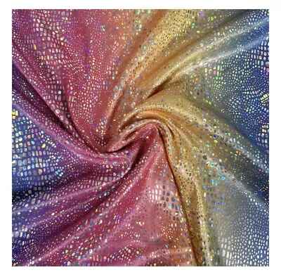 SNAKE SKIN HOLOGRAM Rainbow Fabric 60  Wide Sold By Meter • £10