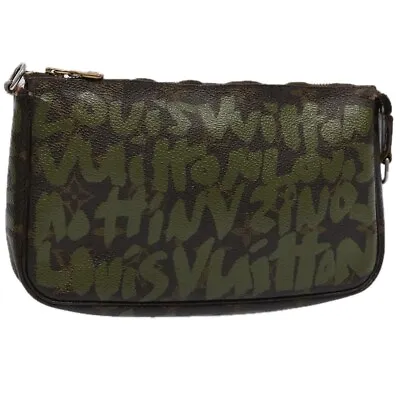 LOUIS VUITTON Monogram Graffiti Pochette Accessoires Khaki M92191 Auth Bs11058 • £294.49