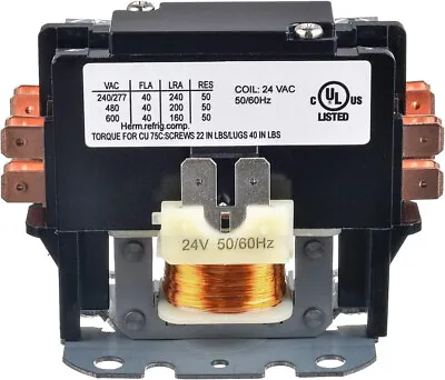 Contactor 600VAC 30 Amp 2 Pole Replacement Relays 24VAC Coil • $18.95