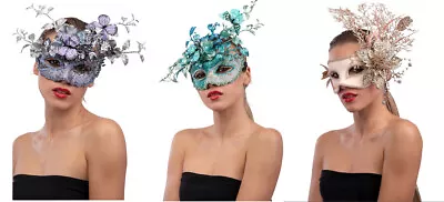 STUNNING Huge Masquerade Masks With Flowers Butterflies Glitter Eye Masks Venice • £25.99