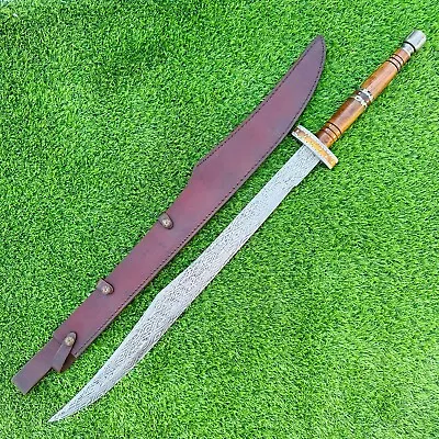 34  Stunning Custom Handmade Forged Damascus Steel Hunting Viking Sword Ex-7652 • $7