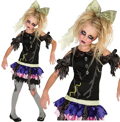 Girls Kids Childrens Zombie Doll School Girl Bride Halloween Fancy Dress Costume • £9.28