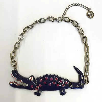 Betsey Johnson VINTAGE Costume Jewelry Alligator  Necklace 18.5 Inch #2 • $99.99