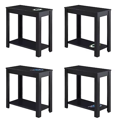 End Table Night Stand Black Wood NFL Team Decal Man Cave On Top Or Bottom Shelf • $139.88