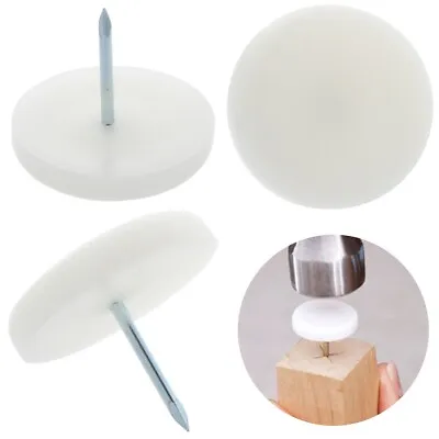 20x Large WHITE FURNIURE GLIDES Nail In WIDE 28mm Furniture Table Chair Slider • £7