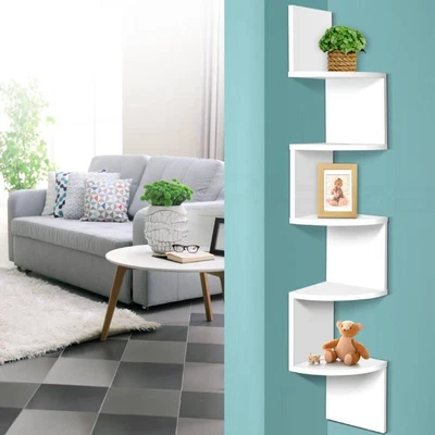 $34 • Buy Artiss 5 Tier Corner Wall Shelf - White