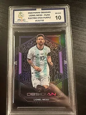 2019-20 Panini Obsidian Soccer Lionel Messi /65 MGC10 Electric Etch Purple • £75