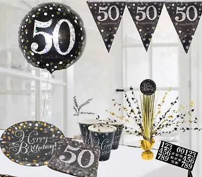 Black & Gold 50th Birthday Party Decorations. 50th Birthday Party Table Supplies • £4.25