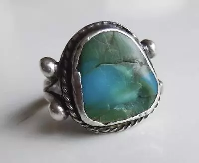 Vintage Old Pawn Native American Turquoise Sterling Ring Sz • $39.99
