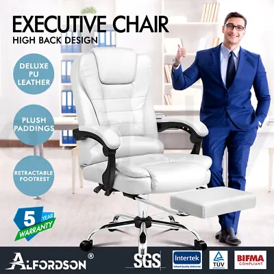 $169.95 • Buy ALFORDSON Office Chair Gaming Executive Computer Footrest PU Leather Work Seat