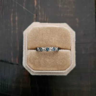 9ct 9k Gold Diamond Aquamarine Eternity Style Ring 375 • $249