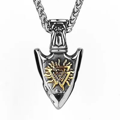 Viking Compass Rune Arrow Men's Creative Stainless Steel Pendant Necklace Chain • $23.74