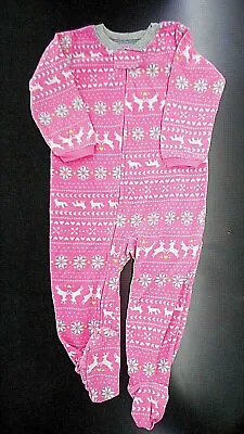 Toddler Girls Carter's Snowflakes & Raindeer Fleece Footed Pajamas Sizes 2T & 3T • $12