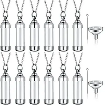 MTLEE Vial Necklace Glass Vial Pendant Stainless Steel Glass Container Necklace • $32.79