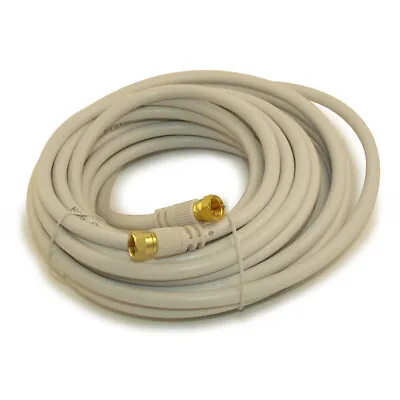 25ft RG6 QUAD SHIELD HI-BANDWIDTH Coax Cable F-type Gold Plated WHITE • $6.96