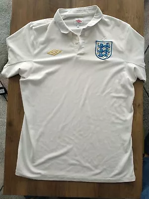 2009 England Retro Football Shirt White With Collar Shirt Official Umbro Size M • £24