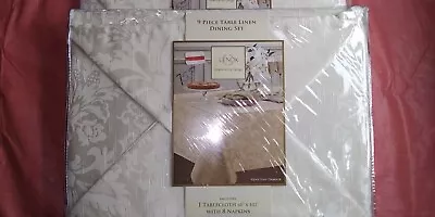 Lenox Tablecloth W/8 Napkins Brand New In Pkg. Ivory Oval/Oblong Venetian Damask • $37.99