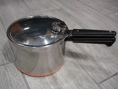 Vintage Revere Ware Copper Clad Stainless 4 Qt Pressure Cooker Read & See Pic's • $51.98
