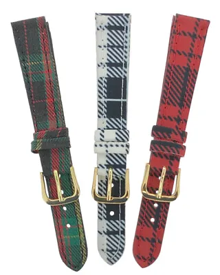 Tartan Design Fabric 14mm Wrist Watch Band Strap • £4.95