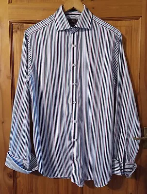 £8 • Buy Mens Sartorial M&S 2 Fold Cotton French Cuff Striped Shirt 39-40 Chest Neck 15.5