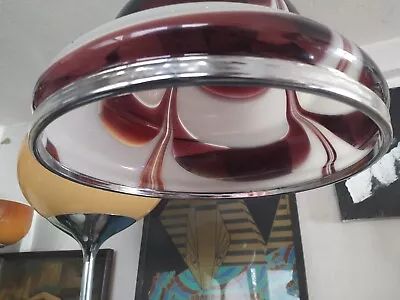 Vintage Mazzega Murano Glass And Chrome Style Purple Pendant Lamp  Yugoslavian70 • $119.99