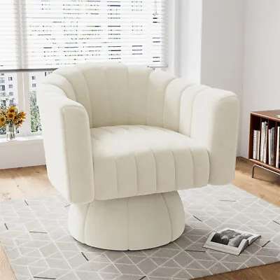 Modern 360° Swivel Upholstered Fluffy Velvet/Teddy Barrel Accent Chairs Armchair • $189.99