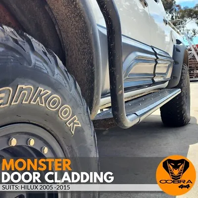 Monster Side Cladding Black Suits For Toyota Hilux Dual Cab N70 2005 - 2015 • $249