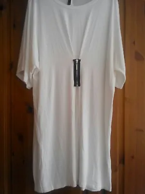 £36 • Buy Yong Kim 12 (14) Ivory Zipped Tunic Dolman Sleeved Modal