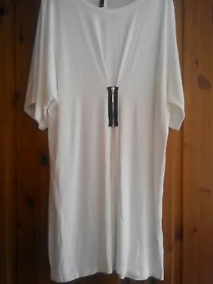 Yong Kim 12 (14) Ivory Zipped Tunic Dolman Sleeved Modal • £36