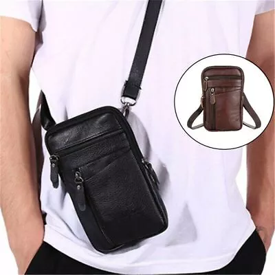 Multi-function Small Leather Sling Bag Shoulder Bag Messenger Bag Phone Pack • £7.23