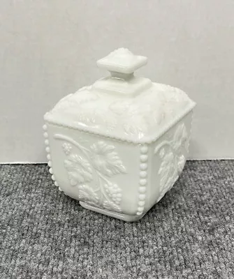 White Milk Glass Trinket Box With Lid Square 4 W X 5.5 H • $34.99