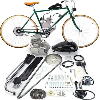 $105.99 • Buy 80cc 2 Stroke Gas Bike Engine Motor Kit DIY Motorized Bicycle Chrome Silver New