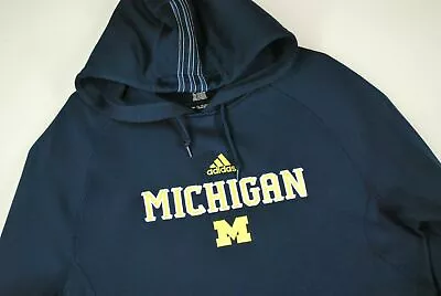 Adidas Michigan Wolverines Pullover Hoodie Sweatshirt Climafit Blue Football M • $24.99